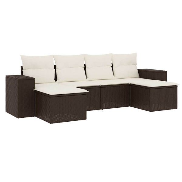 vidaXL Salon de jardin avec coussins 6 pcs marron r&eacute;sine tress&eacute;e