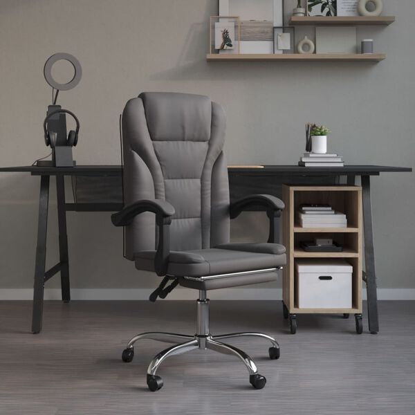 vidaXL Fauteuil inclinable de bureau Gris Similicuir