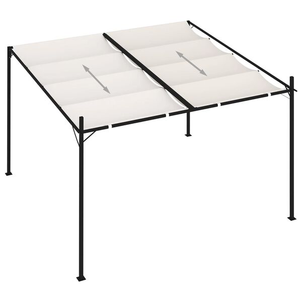 vidaXL Belv&eacute;d&egrave;re avec toit r&eacute;tractable 300x300x233 cm Cr&egrave;me