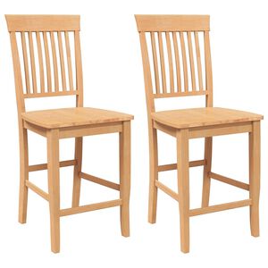 vidaXL Tabourets de bar (lot de 2) en bois massif naturel et caoutchouc