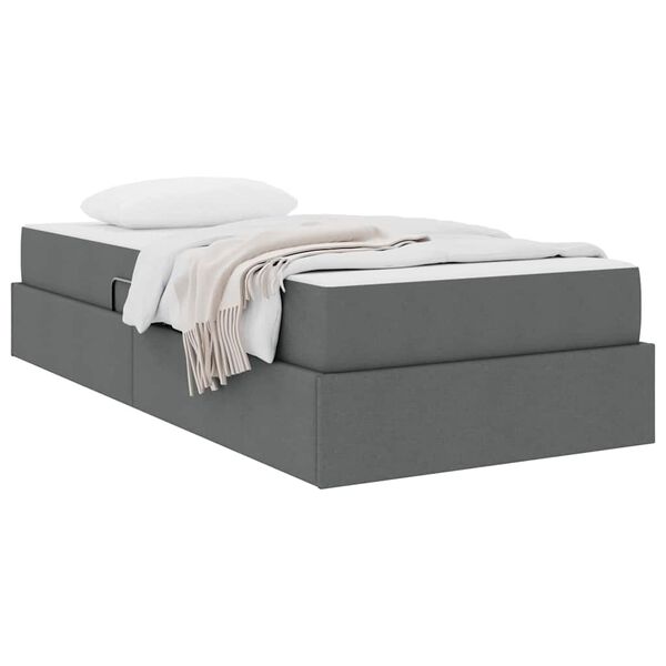 vidaXL Lit avec rangement et matelas Gris fonc&eacute; 100 x 200 cm Polyester