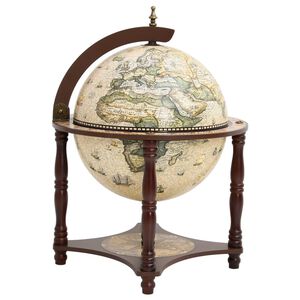 vidaXL Support &agrave; vin bar forme globe Marron Bois d'eucalyptus massif