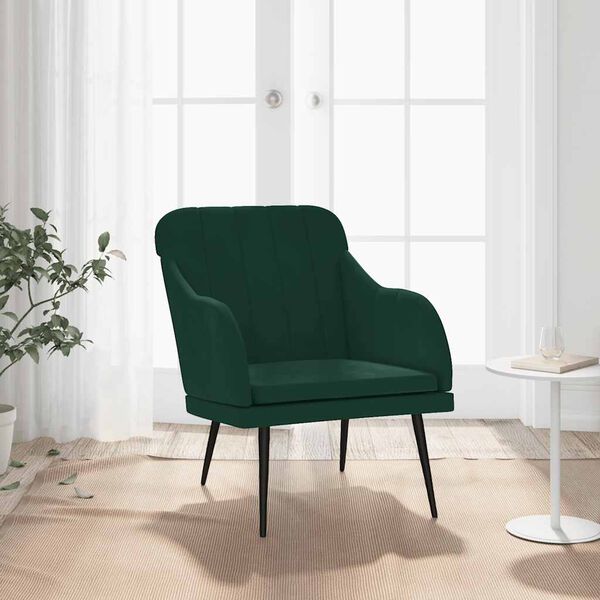 vidaXL Fauteuil Vert fonc&eacute; 63x76x80 cm Velours