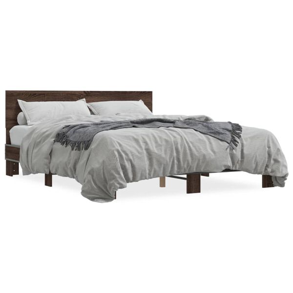 vidaXL Cadre de lit sans matelas ch&ecirc;ne marron 150x200 cm