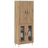 vidaXL Haut Armoire 2 pcs Ch&ecirc;ne artisanal Bois d'ing&eacute;nierie et verre