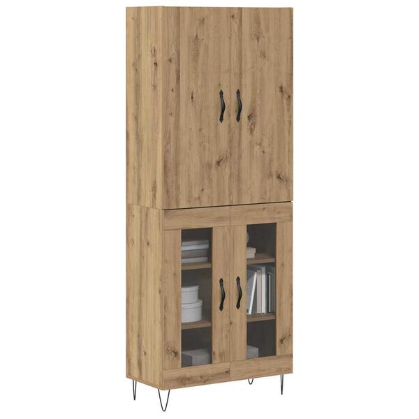 vidaXL Haut Armoire 2 pcs Ch&ecirc;ne artisanal Bois d'ing&eacute;nierie et verre