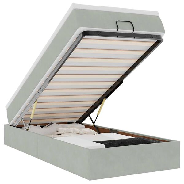 vidaXL Cadre de lit ottoman et matelas gris clair 90x190 cm velours