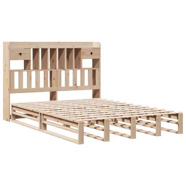 vidaXL Lit bibliothèque sans matelas 150x200 cm bois massif de pin