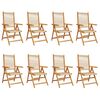 vidaXL Fauteuils pliants inclinables, 8 pi&egrave;ces, beige, en bois d'acacia massif