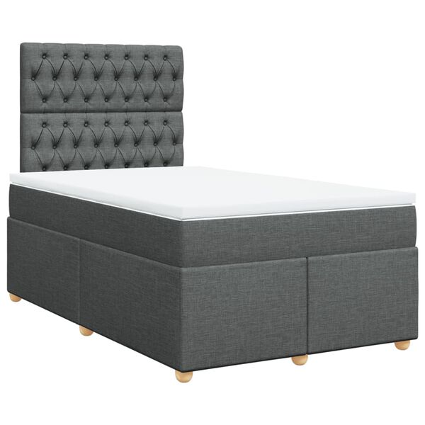 vidaXL Sommier à lattes de lit avec matelas Gris foncé 120x200cm Tissu