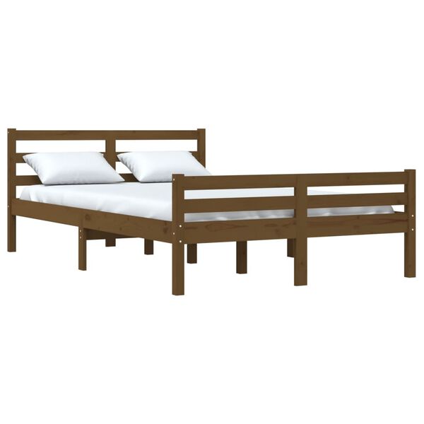 vidaXL Cadre de lit sans matelas marron miel bois massif 120x190 cm