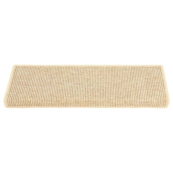 vidaXL Tapis d'escalier 15 pièces 65 x 21 x 4 cm Beige clair Bord rectangulaire