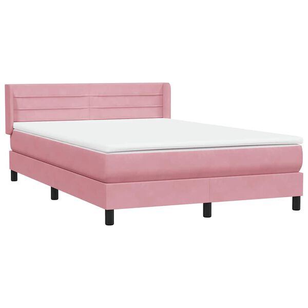 vidaXL Sommier &agrave; lattes de lit avec matelas rose 140x210 cm velours