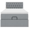 vidaXL Lit ottoman avec matelas et LED gris clair 90x200 cm tissu