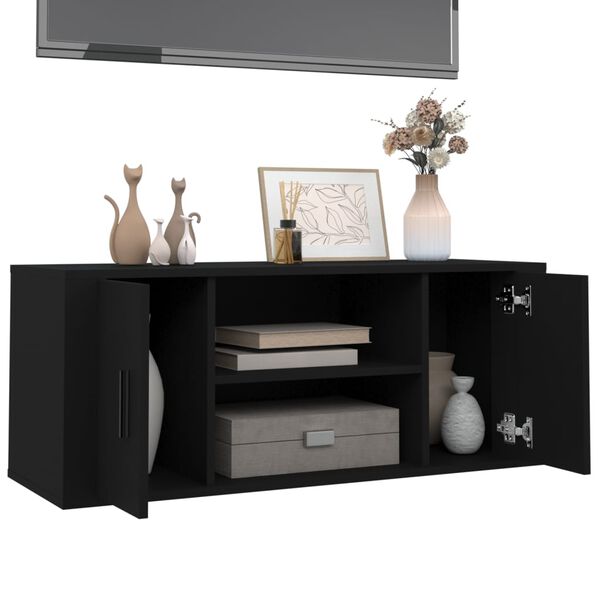 vidaXL Meuble TV Noir 100x35x40 cm Bois d'ing&eacute;nierie