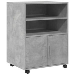 vidaXL Armoire &agrave; roulettes gris b&eacute;ton 60x48x81 cm bois d'ing&eacute;nierie