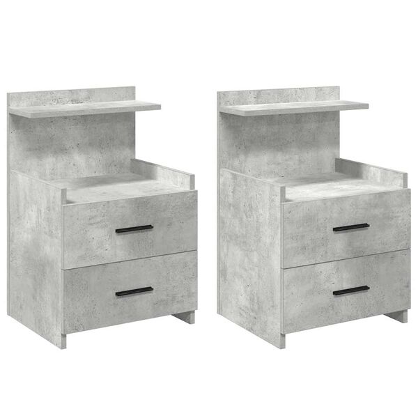 vidaXL Tables de chevet 2 pi&egrave;ces avec 2 tiroirs Gris b&eacute;ton 40 x 36,5 x 62 cm