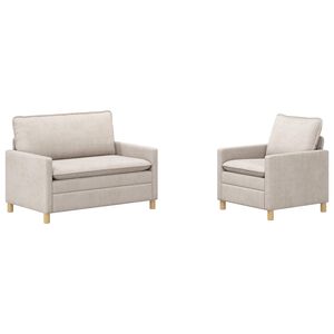 vidaXL Ensemble de Canap&eacute;s 2 pc Cr&egrave;me Polyester