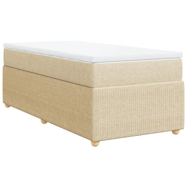 vidaXL Sommier &agrave; lattes de lit avec matelas Cr&egrave;me 80x200 cm Tissu