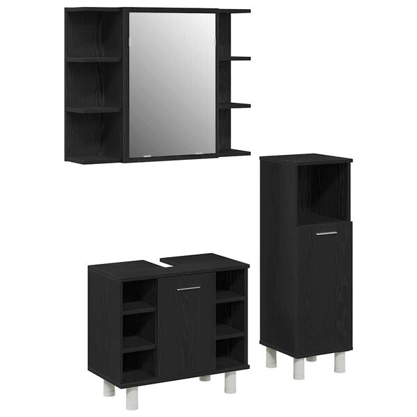 vidaXL Ensemble de mobilier de salle de bain avec &eacute;tag&egrave;re 3 pcs Noir