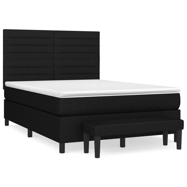 vidaXL Sommier &agrave; lattes de lit avec matelas Noir 140x200 cm Tissu