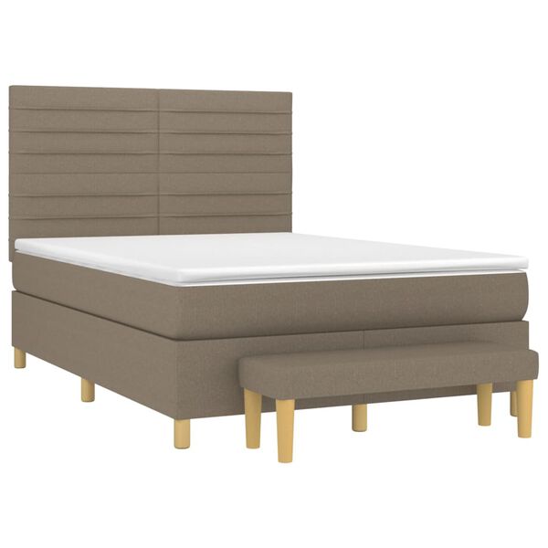 vidaXL Sommier &agrave; lattes de lit avec matelas Taupe 140x200 cm Tissu
