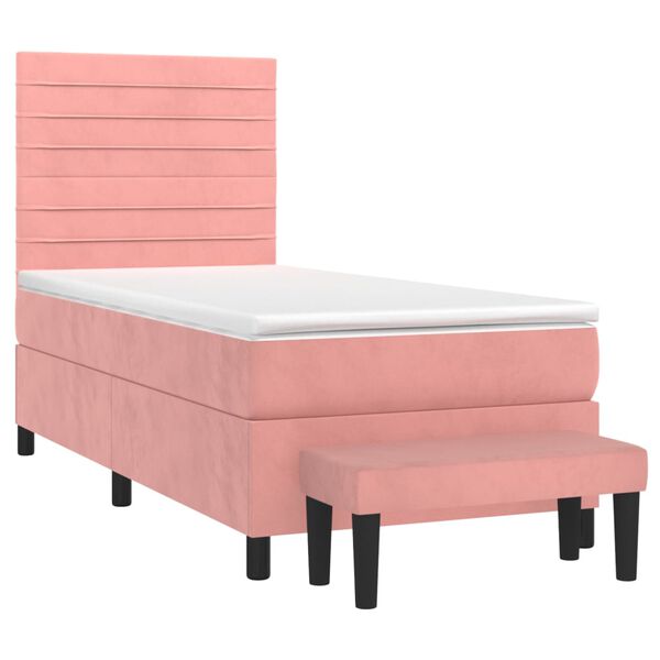 vidaXL Sommier &agrave; lattes de lit avec matelas Rose 100x200 cm Velours