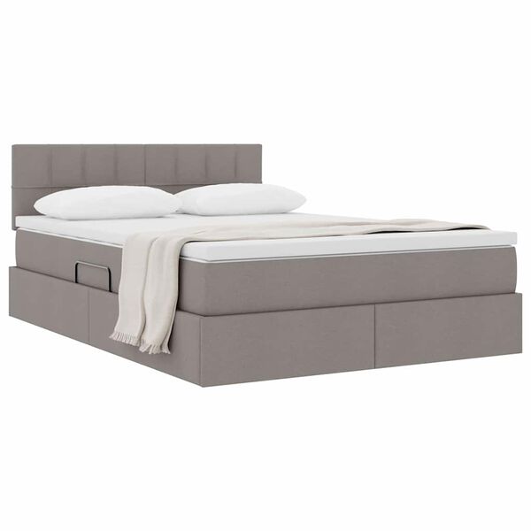 vidaXL Lit avec rangement et matelas avec matelas Taupe 140 x 200 cm