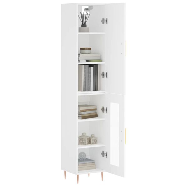 vidaXL Buffet haut Blanc 34,5x34x180 cm Bois d'ing&eacute;nierie