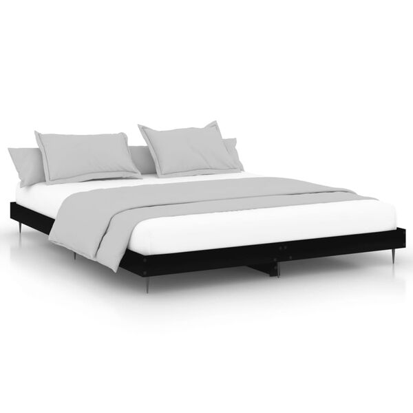 vidaXL Cadre de lit sans matelas noir 150x200 cm bois d'ing&eacute;nierie