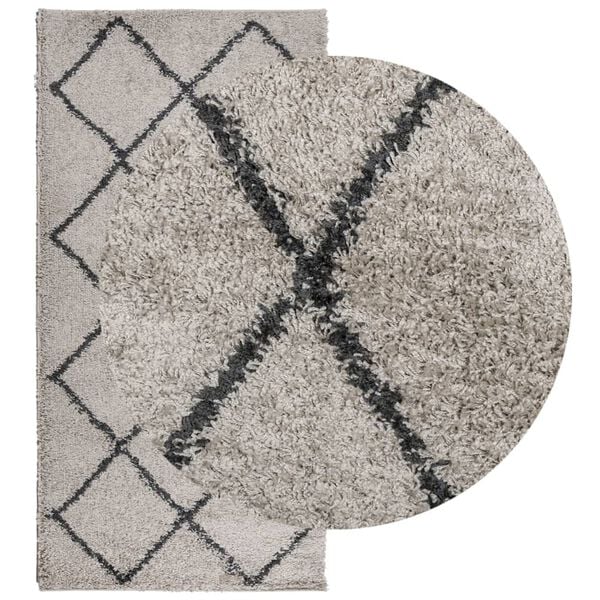 vidaXL Tapis shaggy &agrave; poils longs moderne beige anthracite 100x200 cm