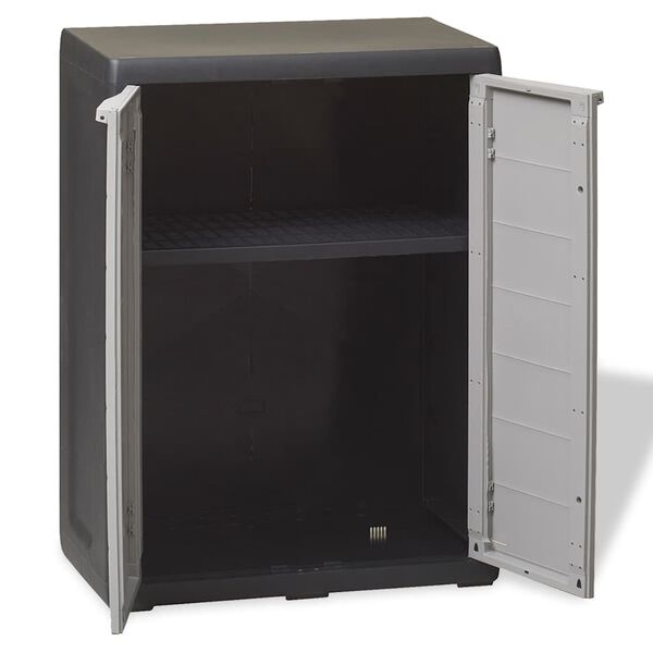vidaXL Armoire de rangement de jardin avec 1 étagère Noir et gris