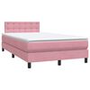 vidaXL Sommier &agrave; lattes de lit avec matelas rose 120x220 cm velours