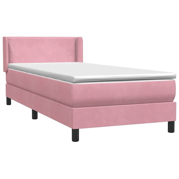 vidaXL Sommier &agrave; lattes de lit avec matelas rose 100x220 cm velours