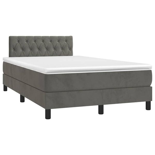 vidaXL Sommier &agrave; lattes de lit avec matelas LED gris fonc&eacute; 120x190 cm