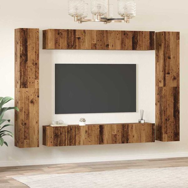 vidaXL Ensemble meuble TV 10 pcs Bois ancien 30,5 x 30 x 90 cm