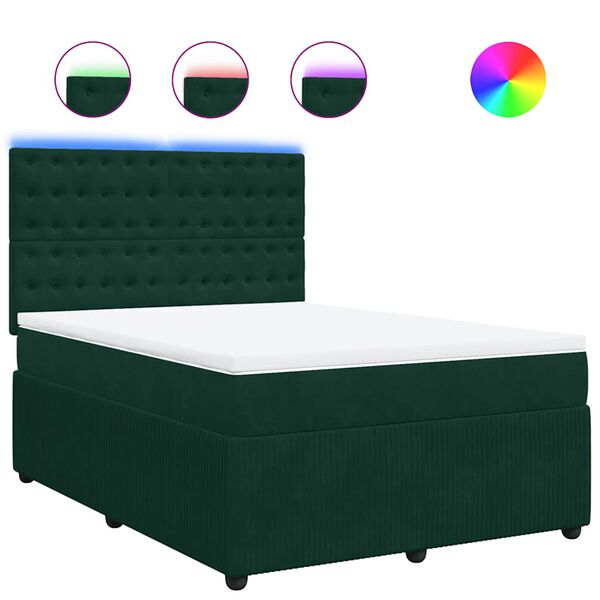 vidaXL Sommier &agrave; lattes de lit et matelas Vert fonc&eacute; 160x200cm Velours