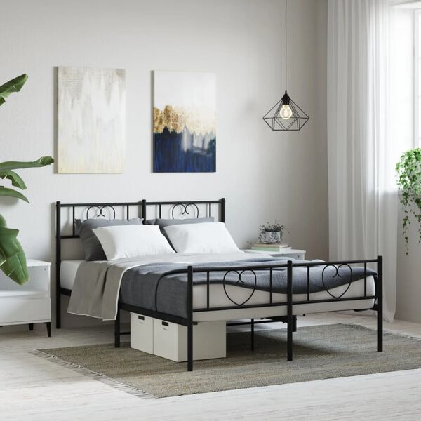vidaXL Cadre de lit métal sans matelas avec pied de lit noir 120x190cm