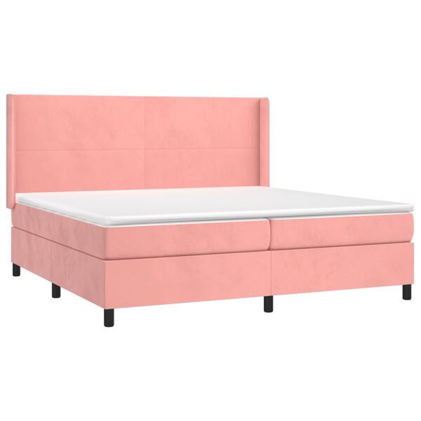 vidaXL Sommier &agrave; lattes de lit matelas et LED Rose 200x200 cm Velours