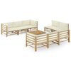 vidaXL Salon de jardin 9 pcs avec coussins blanc crème bambou