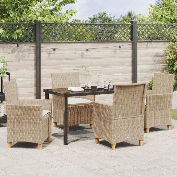vidaXL Ensemble de salle &agrave; manger pour jardin 5 pcs Beige polyrotin