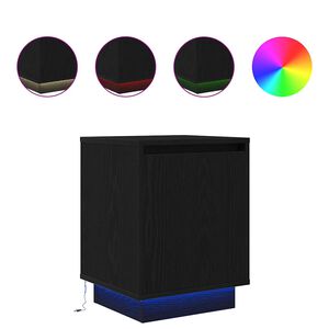 VidaXL Table de chevet avec lumi&egrave;res LED noir 38x34x50 cm