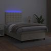vidaXL Sommier &agrave; lattes de lit avec matelas et LED Cr&egrave;me 120x200 cm