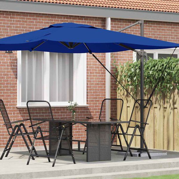 vidaXL Parasol Roma Bleu 286 x 285 x 265 cm Polyester et Aluminium
