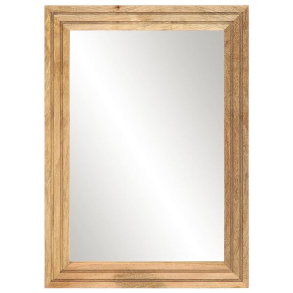 vidaXL Miroir de bain 50x70 cm bois massif de manguier brut et verre