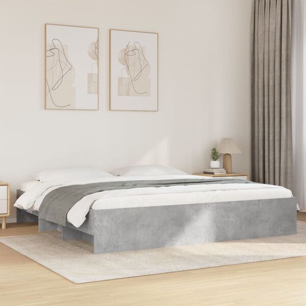 vidaXL Cadre de lit sans matelas gris b&eacute;ton 180x200 cm bois ing&eacute;nierie