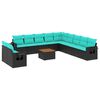 vidaXL Ensemble de canap&eacute; de jardin 12 pcs avec coussins noir r&eacute;sine tress&eacute;e