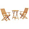 vidaXL Ensemble bistro pliant 3 pc Marron Bois d'Acacia Massif