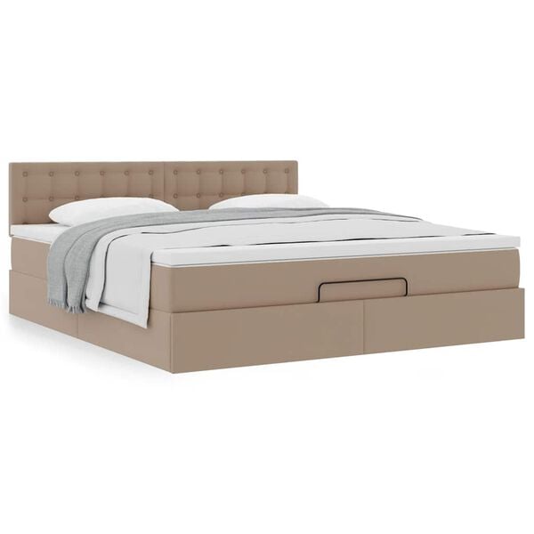 VidaXL Cadre de lit ottoman et matelas cappuccino 160x200cm similicuir
