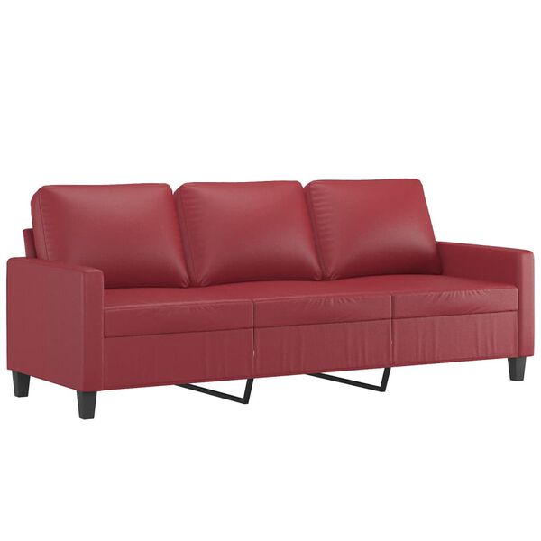 vidaXL Ensemble de canapés 3 pcs et coussins Rouge bordeaux Similicuir